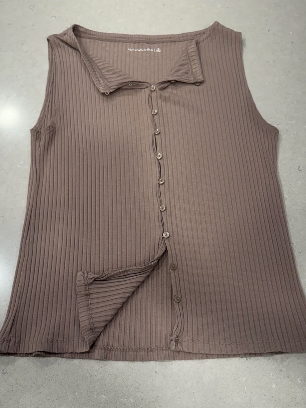 Ribbed Button-Front Blouse